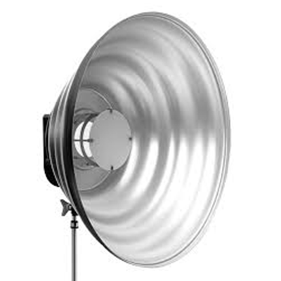 برسی بیوتی دیش فلزی موج دار Curved beauty dish 60cm white با گرید و صفحه ملایم کننده